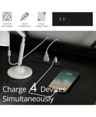 Computer Desk 55" with Power Outlet and Storage Shelves