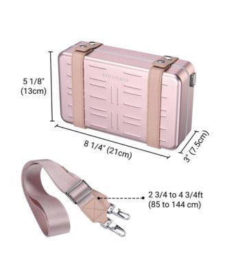 Mini Suitcase Crossbody Bag Portable Hard Shell Aluminum Cosmetic Makeup Case with Adjustable Strap Travel Handbag for Makeup Artist,Red