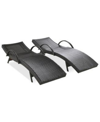 Streamdale 80" Wicker Chaise Lounge Set (2), Patio Rattan, Adjustable, Pull-out Table, Dark Brown