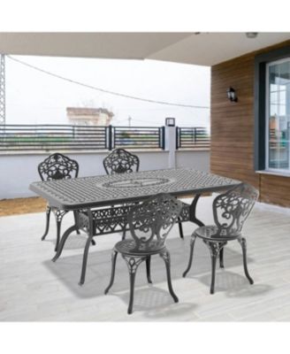 Streamdale 5-Piece Set Of All-Weather Cast Aluminum Dining Furniture Set With Black Frame