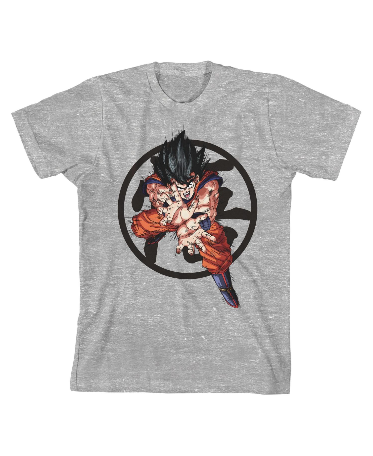 Goku w/ Symbol Graphic Youth Boy's Athletic Heather T-Shirt-Small