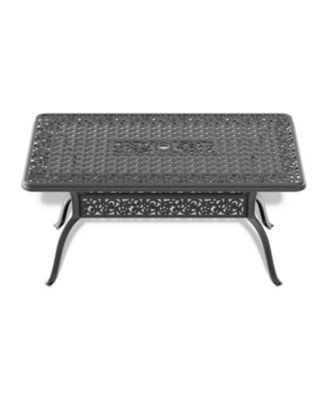 Streamdale 7-Piece Cast Aluminum Dining Set, 2 Swivel, 4 Chairs, Rectangular Table, Black Frame