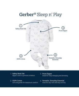 Baby Girls Sleep N' Play Pajamas, 4-pack