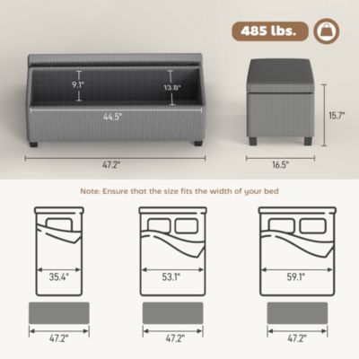 44" Storage Ottoman Bench with Lid, Leg, Foot Rest,