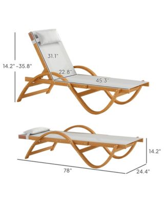 Larch Wood Lounge Chair, 4-Level Adjustable ning Chair,