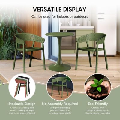 5-Piece Modern Patio Round Dining Table Set with Stackable Patio Dining Chairs