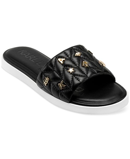 alfani KARL LAGERFELD PARIS Women's Carenza Studded Slide Sandals Women's Fashion Shoes & Accessories