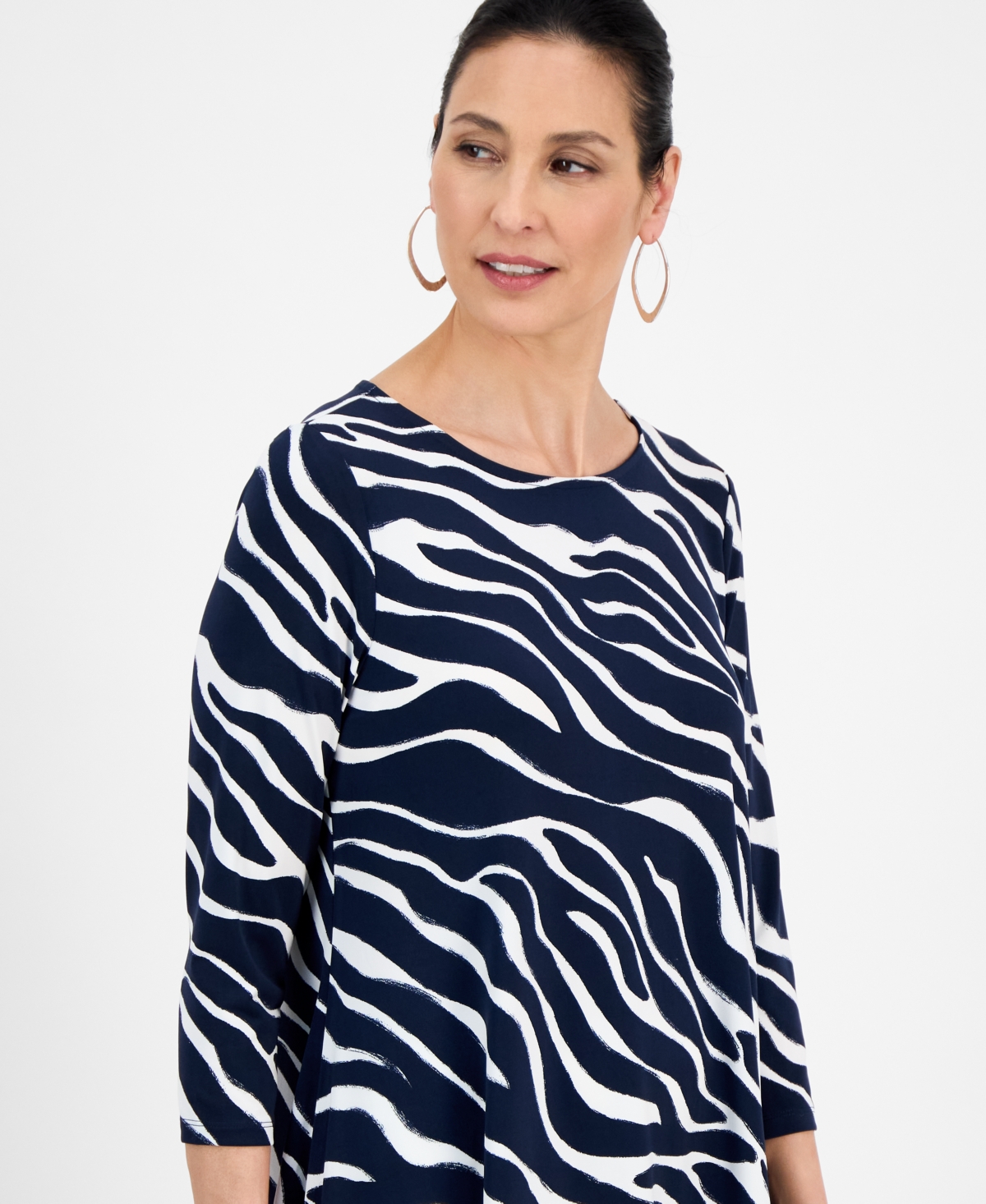 JM COLLECTION WOMEN'S PRINTED ASYMMETRIC BLOUSE, EXCLUSIVELY AT MACY'S 