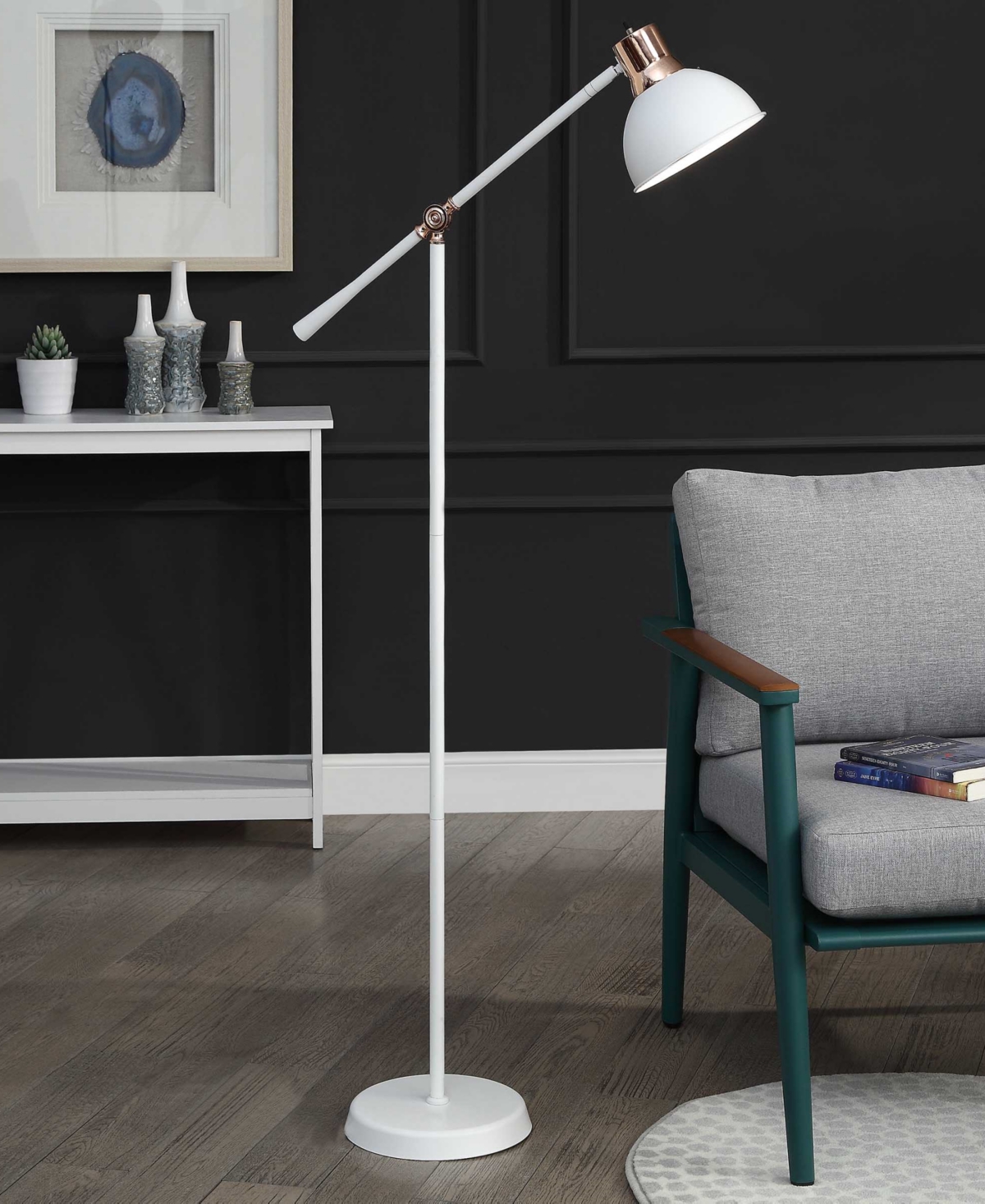Stylecraft Home Collection 58" Industrial Task Metal Floor Lamp In White