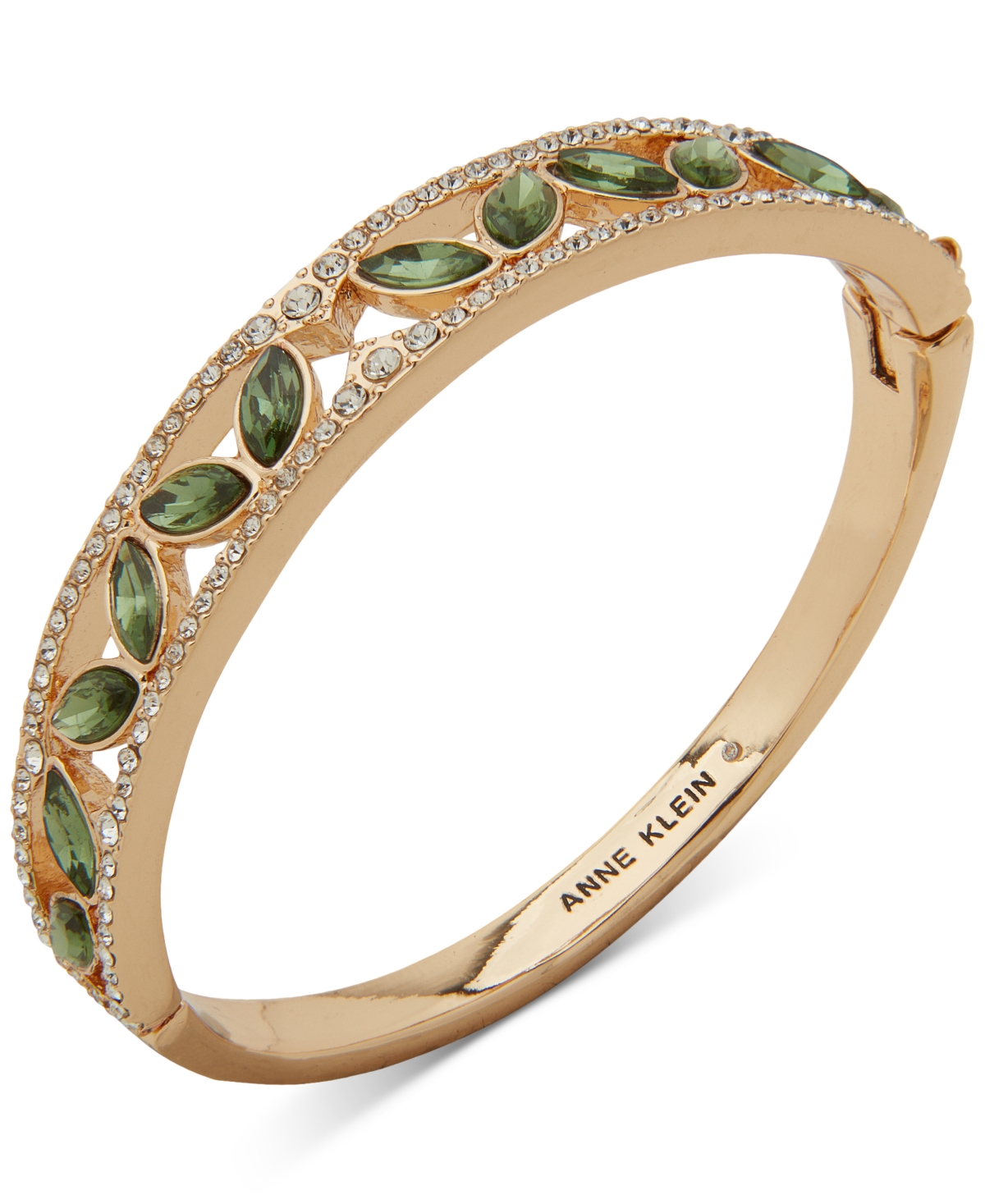 Gold-Tone Pave & Stone Openwork Bangle Bracelet - Green
