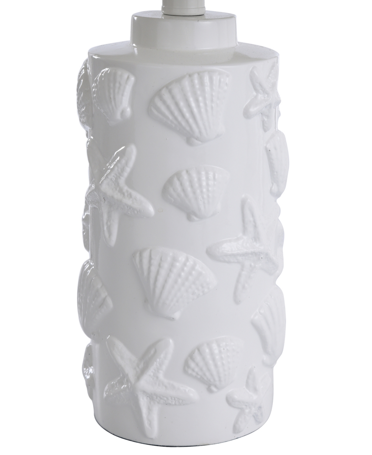 Stylecraft Home Collection 21" Seashell Coastal Motif Fabric Shade Table Lamp In White
