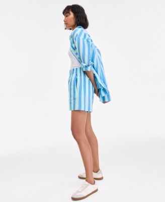 Women's Cotton Striped Pull-On Shorts, Exclusively at Macy's