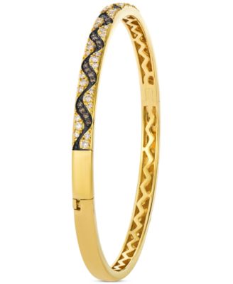 Nude Diamond & Chocolate Diamond Wavy Pattern Bangle Bracelet (3/4 ct. t.w.) in 14k Gold