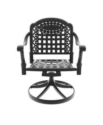 Streamdale 3-pc Cast Aluminum Dining Set, 2 Swivel Chairs, 39" Round Table, Black Frame