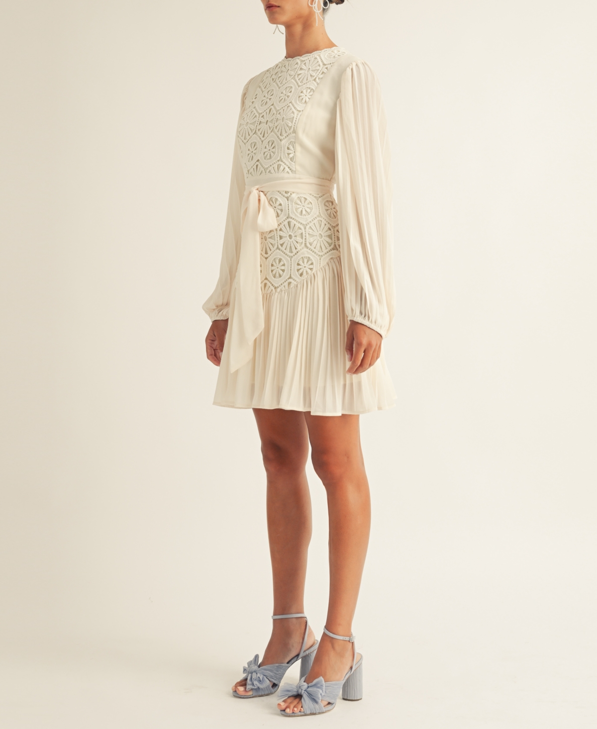 Arose Studio, Inc Women's Jules Lace-trim Blouson-sleeve A-line Dress In Cream