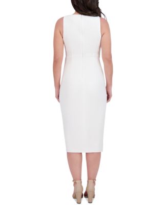 Women's Ruched Side-Twist Sleeveless Midi Dress