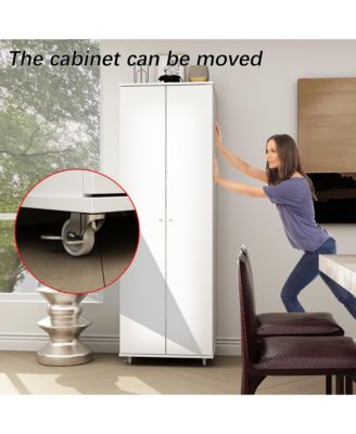 2-door shoe cabinet with Adjustable shelves, versatile storage, sturdy and durable, universal wheel design, four wheels, two with brakes,black shoe rack