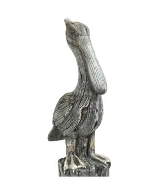 Outdoor Polystone Nautical Pelican's Perch Garden Patio Lawn Landscape Statue - 22" - Gray