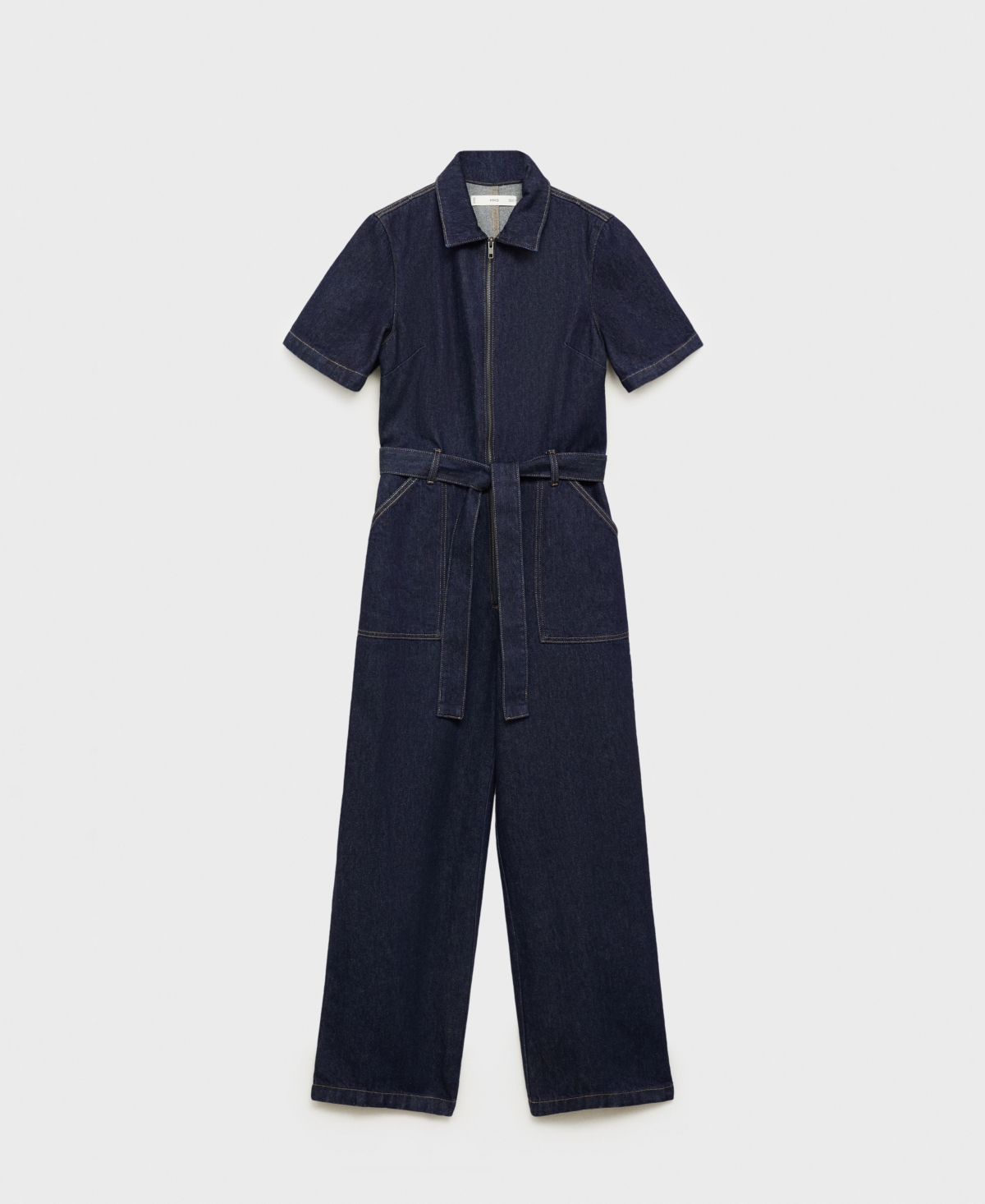 Mango Women's Short-sleeved Denim Jumpsuit In Open Blue