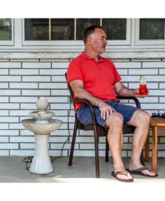 Gentle Glow 2-Tier Ceramic Outdoor Fountain with LED Lights - 26.5" H - Off-White