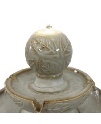 Gentle Glow 2-Tier Ceramic Outdoor Fountain with LED Lights - 26.5" H - Off-White