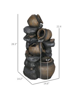 4-Tier 28.3" Resin Solar Water Fountain with LED Lights and Pump