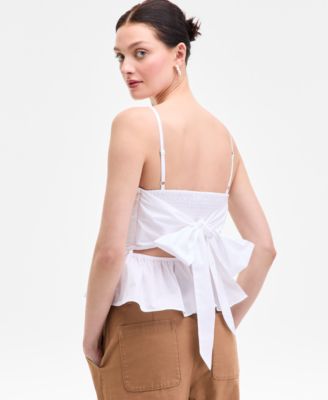 Women's Cotton Tie-Back Peplum Tank, Exclusively at Macy's