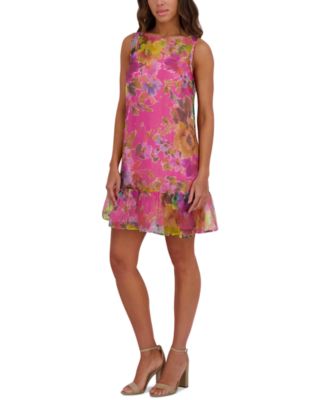 open lace back dress Floral Print Organza Mini Dress Magenta/Multi / XL main image 0