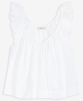 Women's Cotton Gauze Flutter-Sleeve Top, Exclusively at Macy's