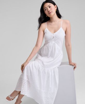 Petite Cotton Eyelet Tiered Maxi Dress, Exclusively at Macy's