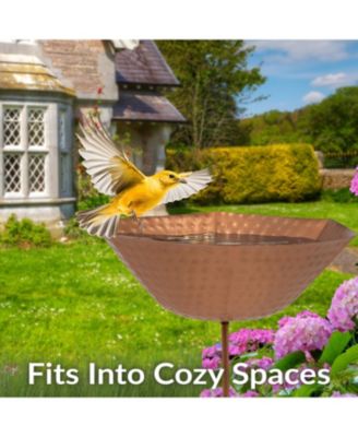 Outdoor Staked Metal Bird Bath - Copper UV-Resistant Finish - 34.25" H