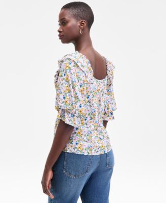 Women's Printed Balloon-Sleeve Blouse