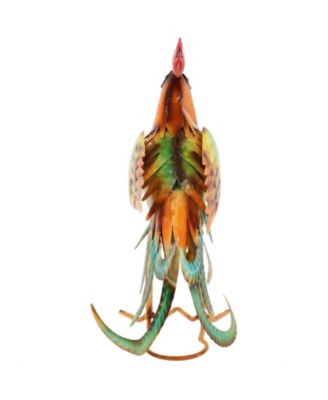 Romeo the Rooster Metal Outdoor Statue - 16" – Red, Orange, Yellow, and Green
