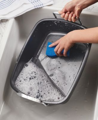 Carbon Steel 2 Pc. Ultra-lasting 17" x 13" Nonstick Roasting Pan with Easy Serve Rack