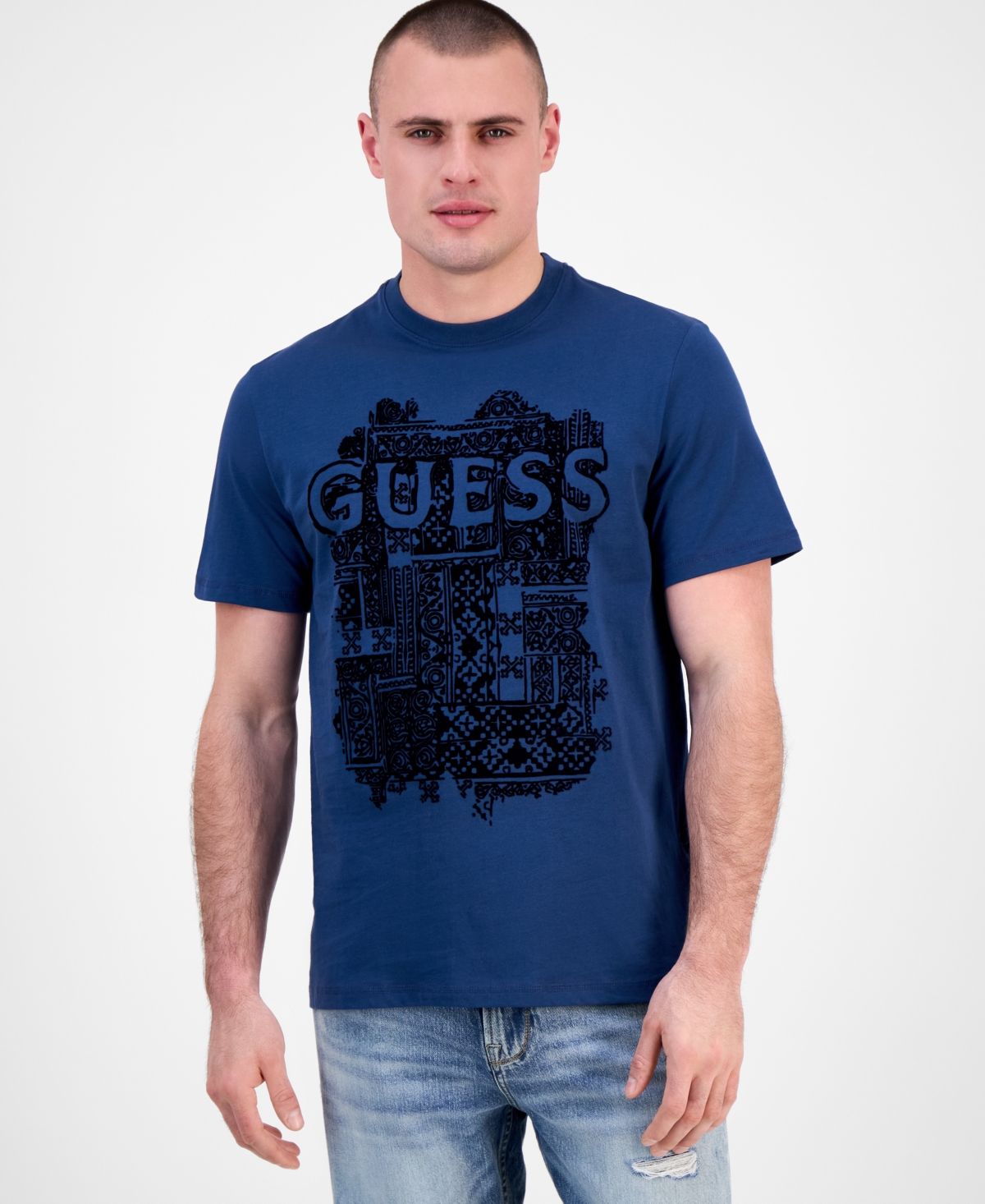 Men's Short Sleeve Flock Box Crewneck T-Shirt - Endless Blue
