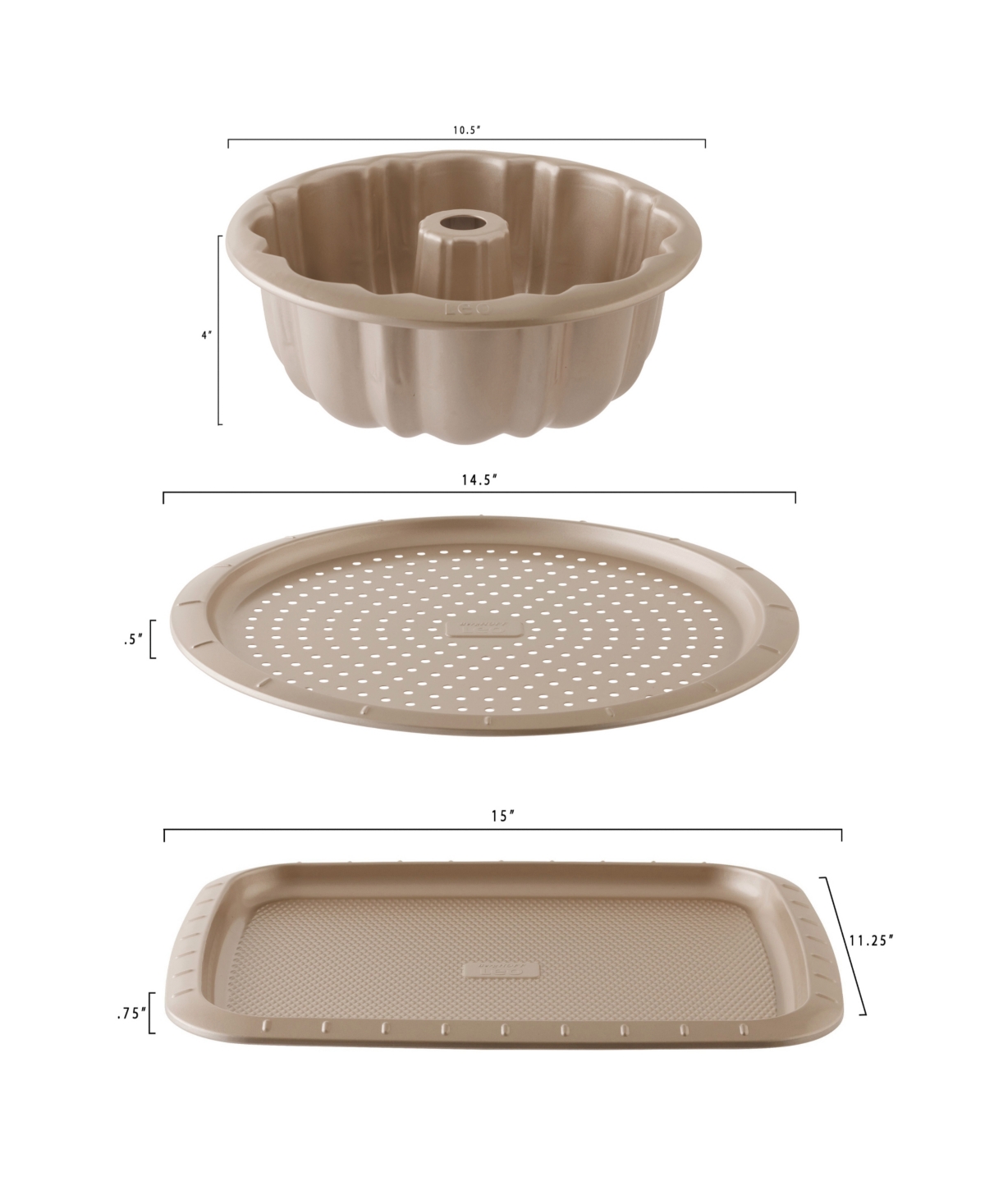 Berghoff Balance 3-pc. Nonstick Carbon Steel Specialty Bakeware Set In Latte Brown