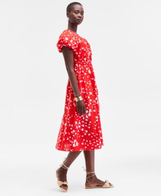 Women's Puff-Sleeve Midi Dress