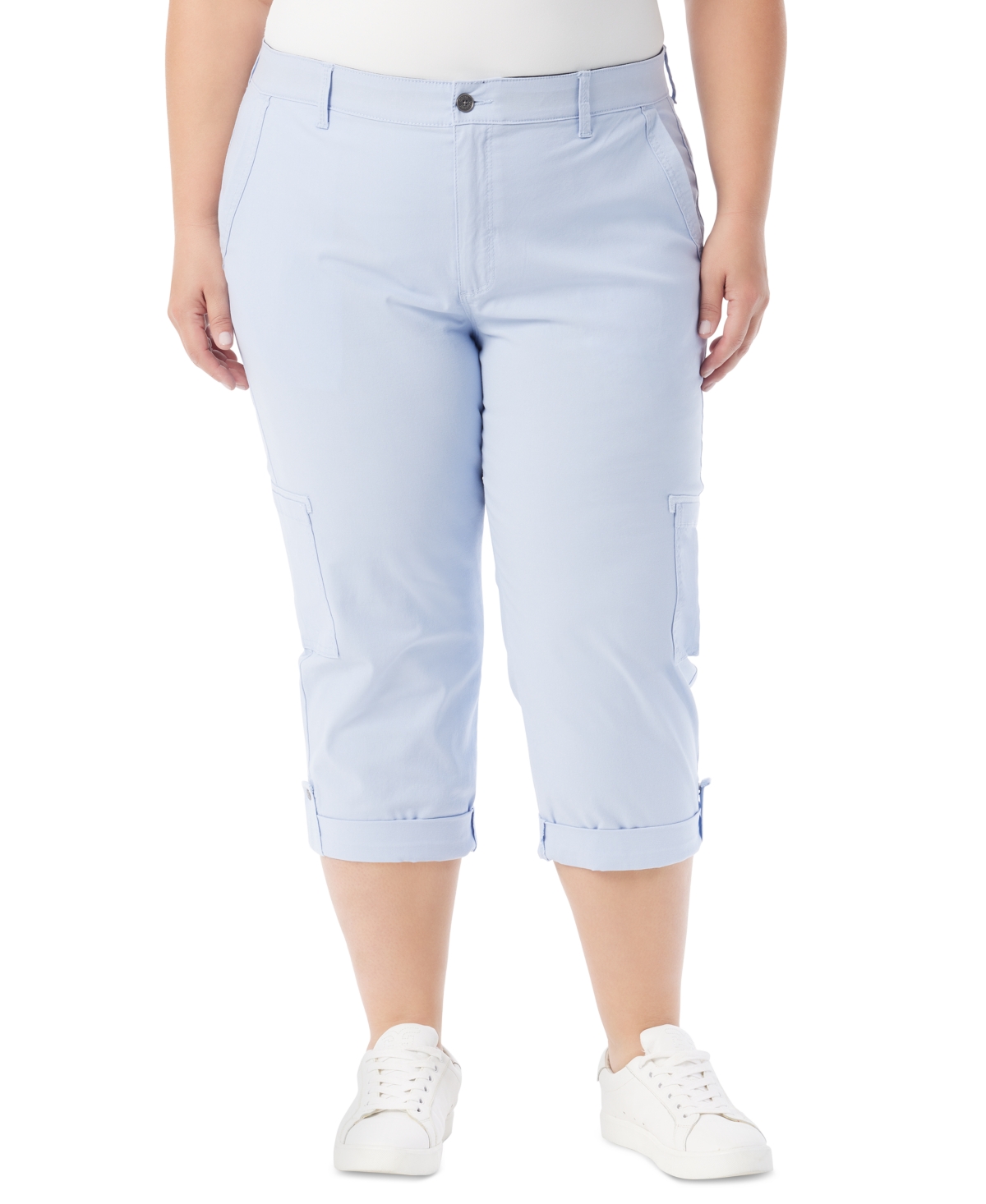 Gloria Vanderbilt Plus Size Cargo Capri Pants In Dreamy Blue