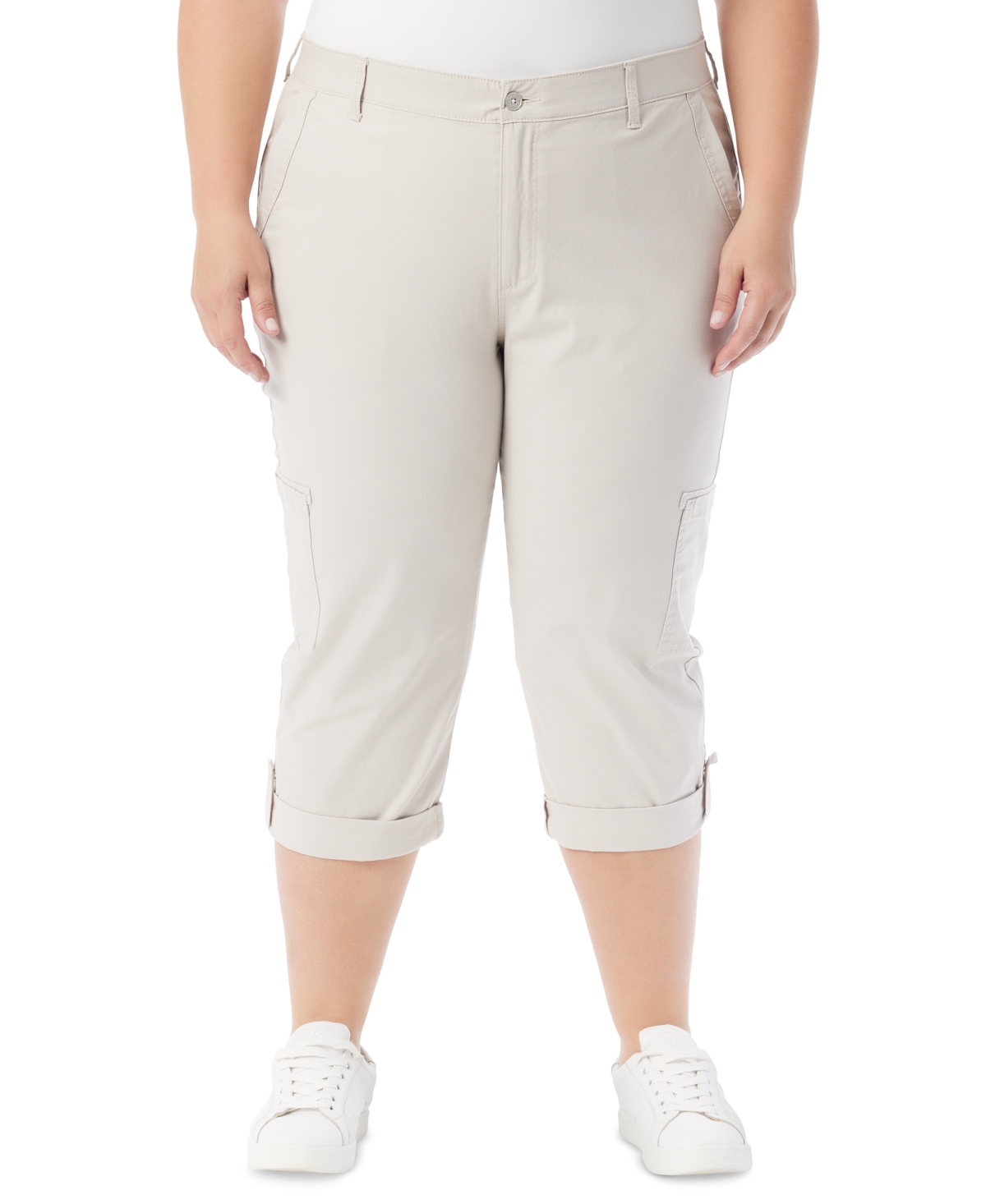Gloria Vanderbilt Plus Size Cargo Capri Pants In Stonewood