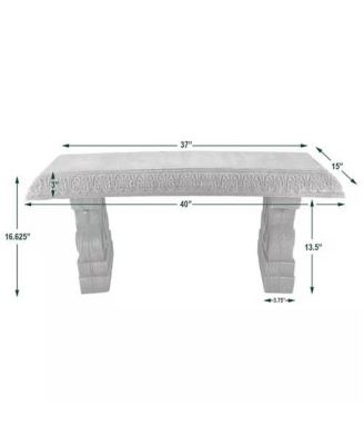 Fiber-Clay Resin Outdoor Garden Bench in Stone Finish