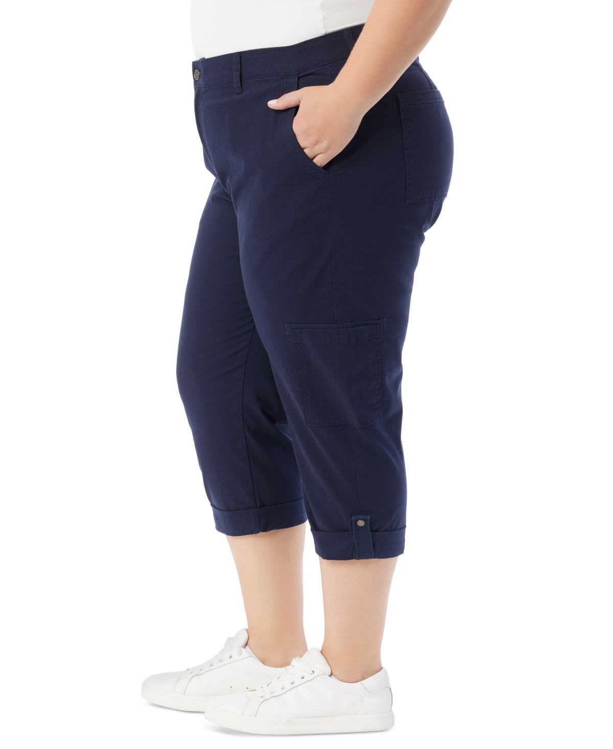 Gloria Vanderbilt Plus Size Cargo Capri Pants In Midnight Affair