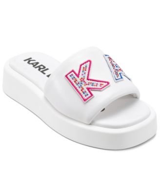 Women's Opal Stone Platform Slide Flat Sandals