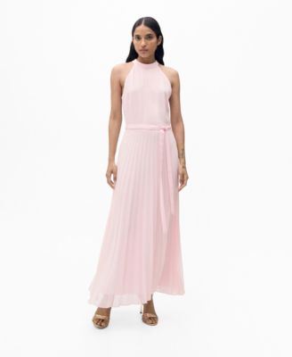 MANGO - Women's Pleated Halter Neck Dress