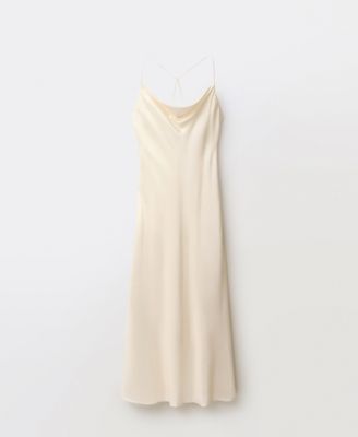 Women's Draped Neckline Silk Dress