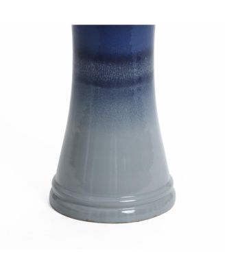 Blue Waves 18-Inch Tall Ceramic Birdbath