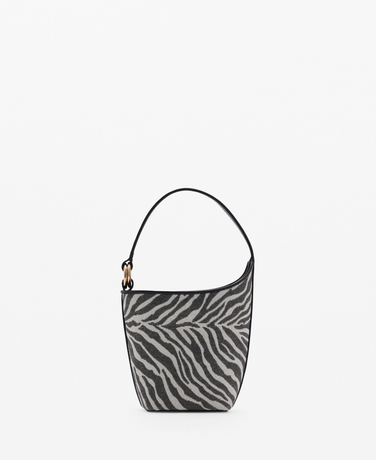 Mango Large Zebra-print Bucket Bag Black In Black