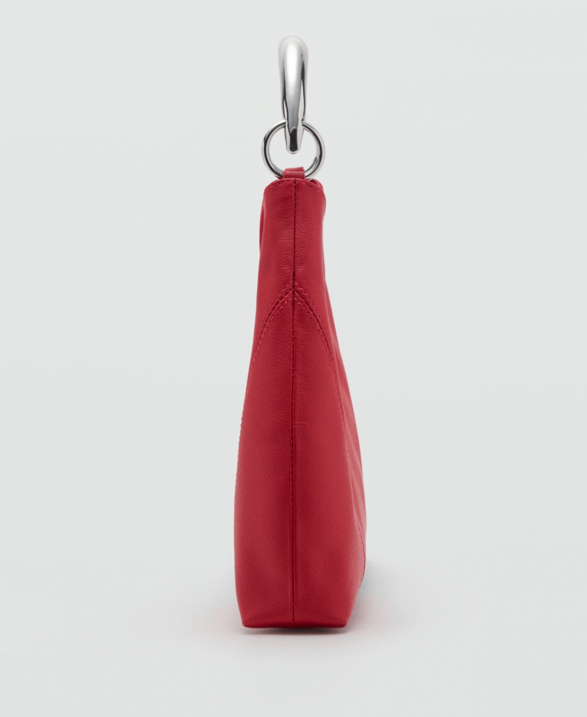 Mango Leather Shoulder Bag With Metal Handle Red In Red
