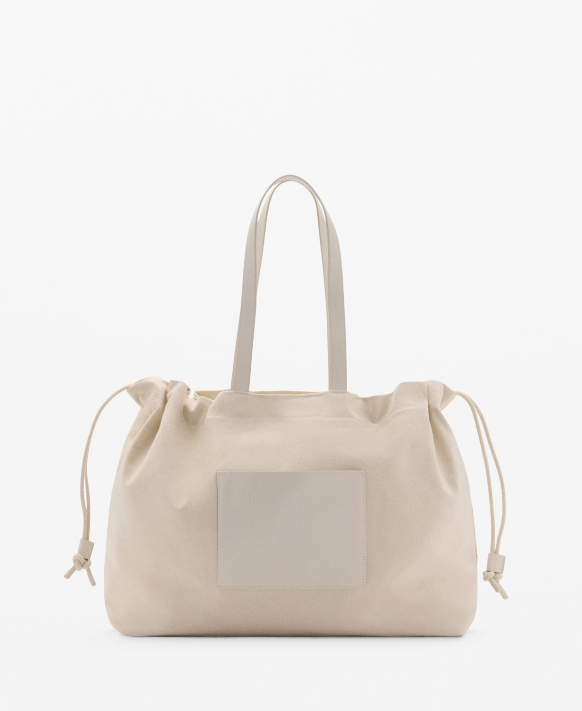 Women's Leather-Blend Shopper Bag - Ecru