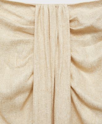 Women's Linen-Blend Draped Midi Skirt