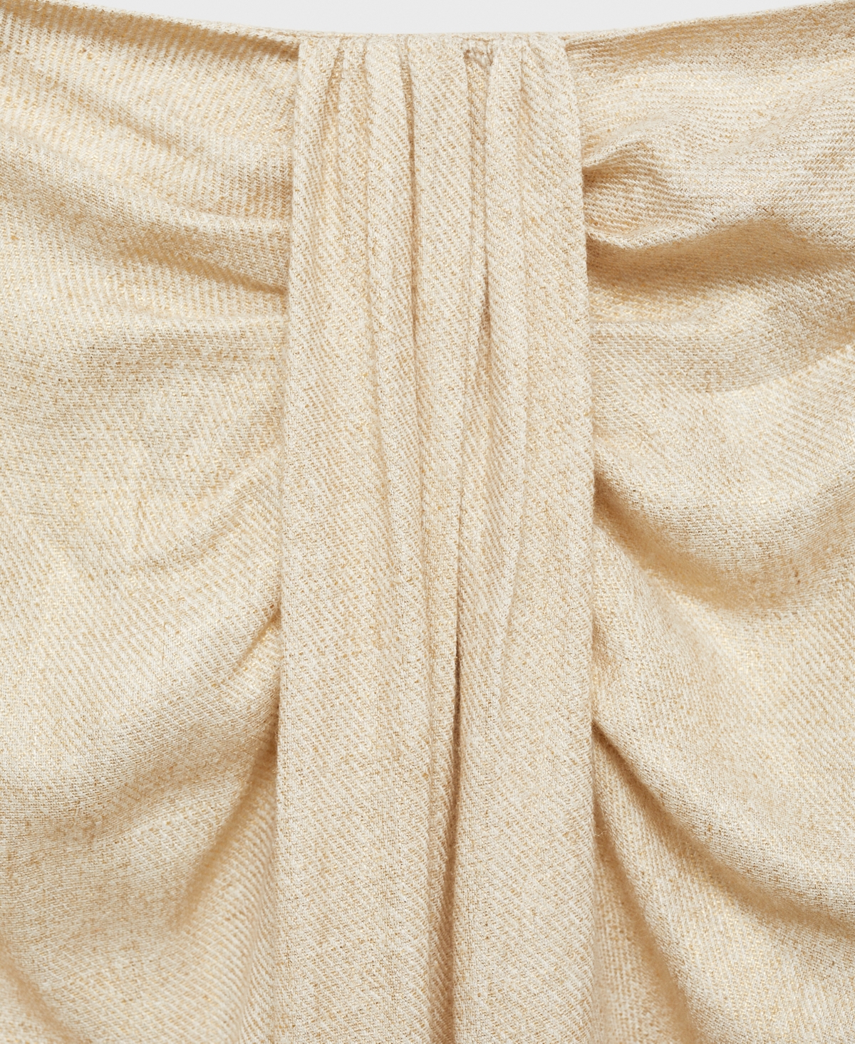 Mango Linen Blend Draped Midi Skirt Gold In Gold